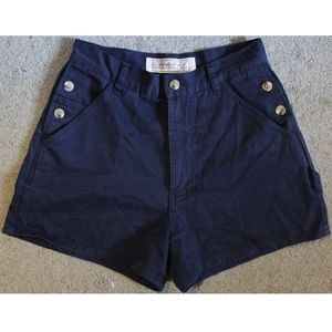 high waisted navy blue shorts